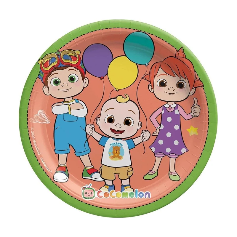 Cocomelon Dessert Plates 7 Inches, 8 Count