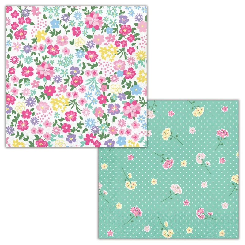 Floral Tea Party Lunch Napkins, 2-sided, 16 Count