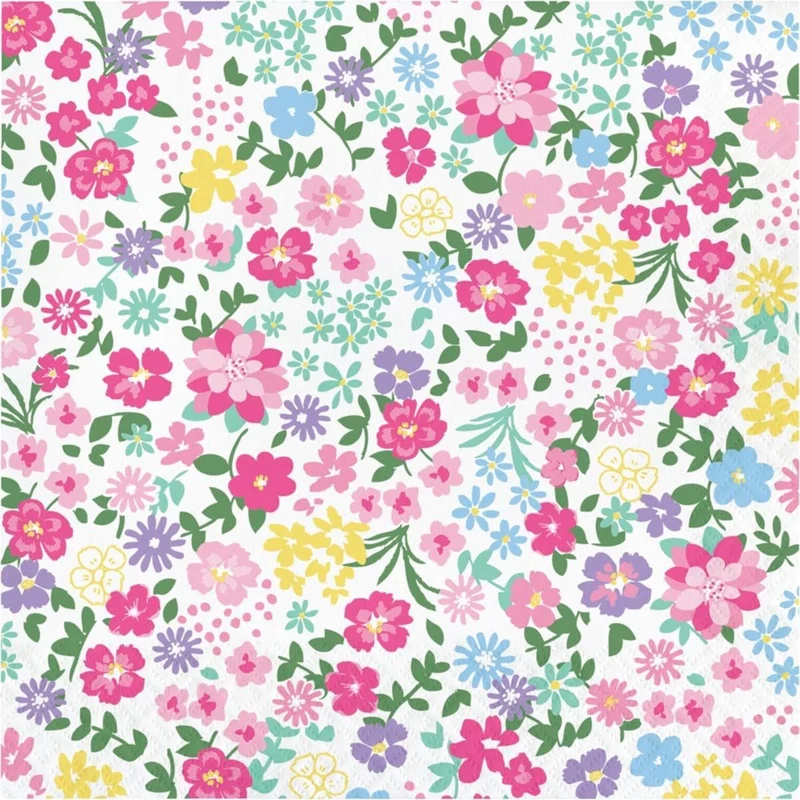 Floral Tea Party Lunch Napkins, 2-sided, 16 Count