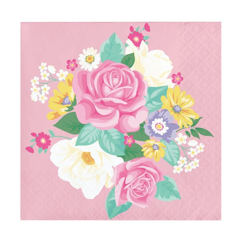 Floral Tea Party Beverage Napkins, 16 Count