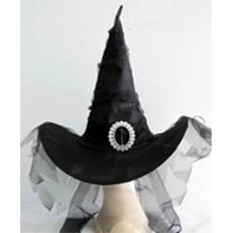 Witch Hat with Veil for Adults