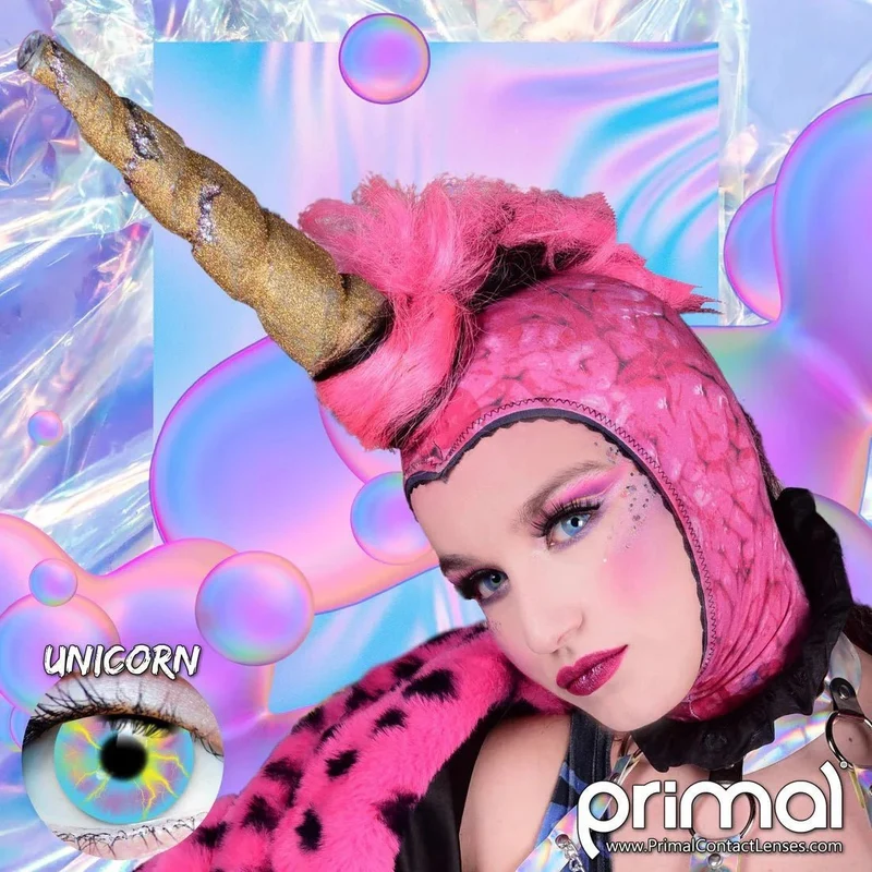 PRIMAL® Unicorn - Rainbow Coloured Contact Lenses, 3 month usage