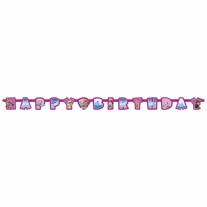 Paw Patrol Girl Happy Birthday Banner, 77 in