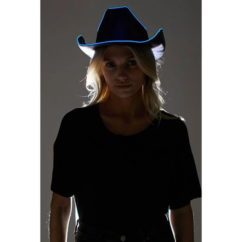 Black Light-Up Cowboy Hat for Adults