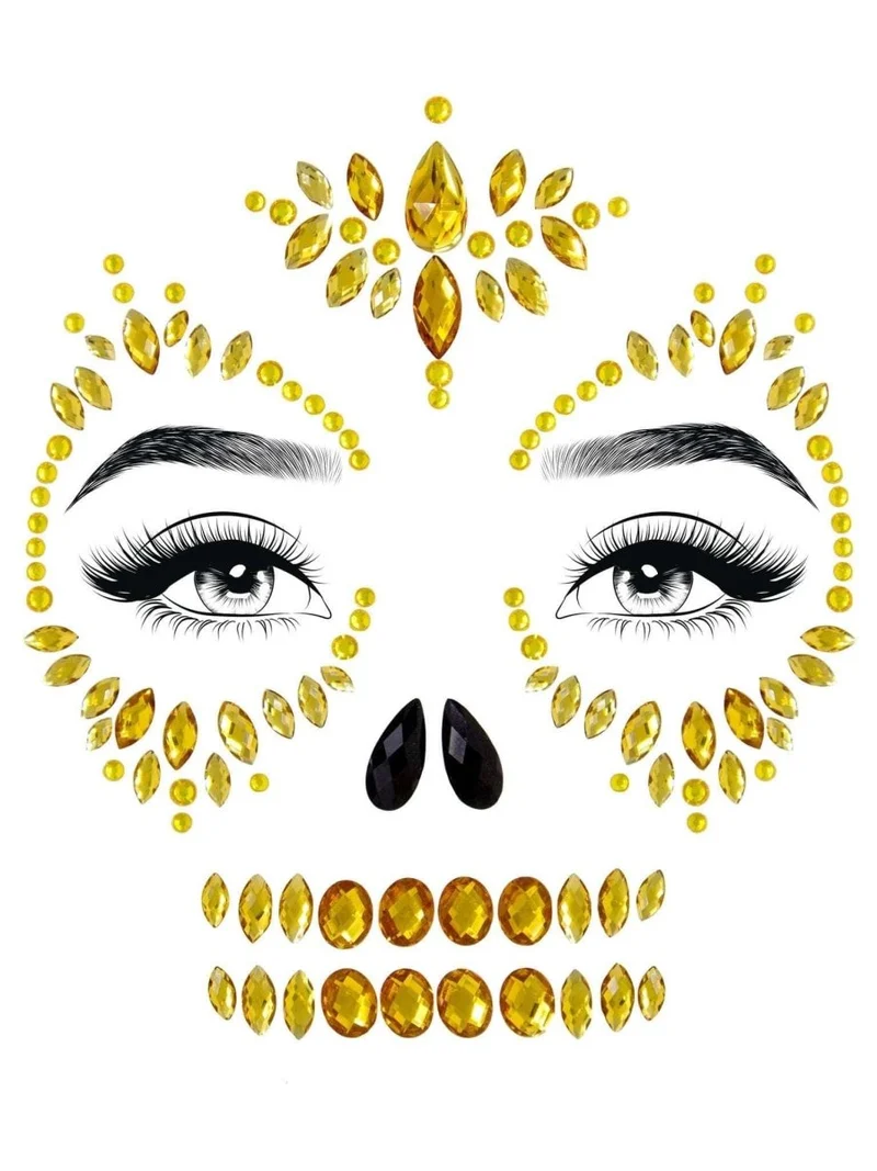 Gold Sugar Skull Adhesive Face Jewels