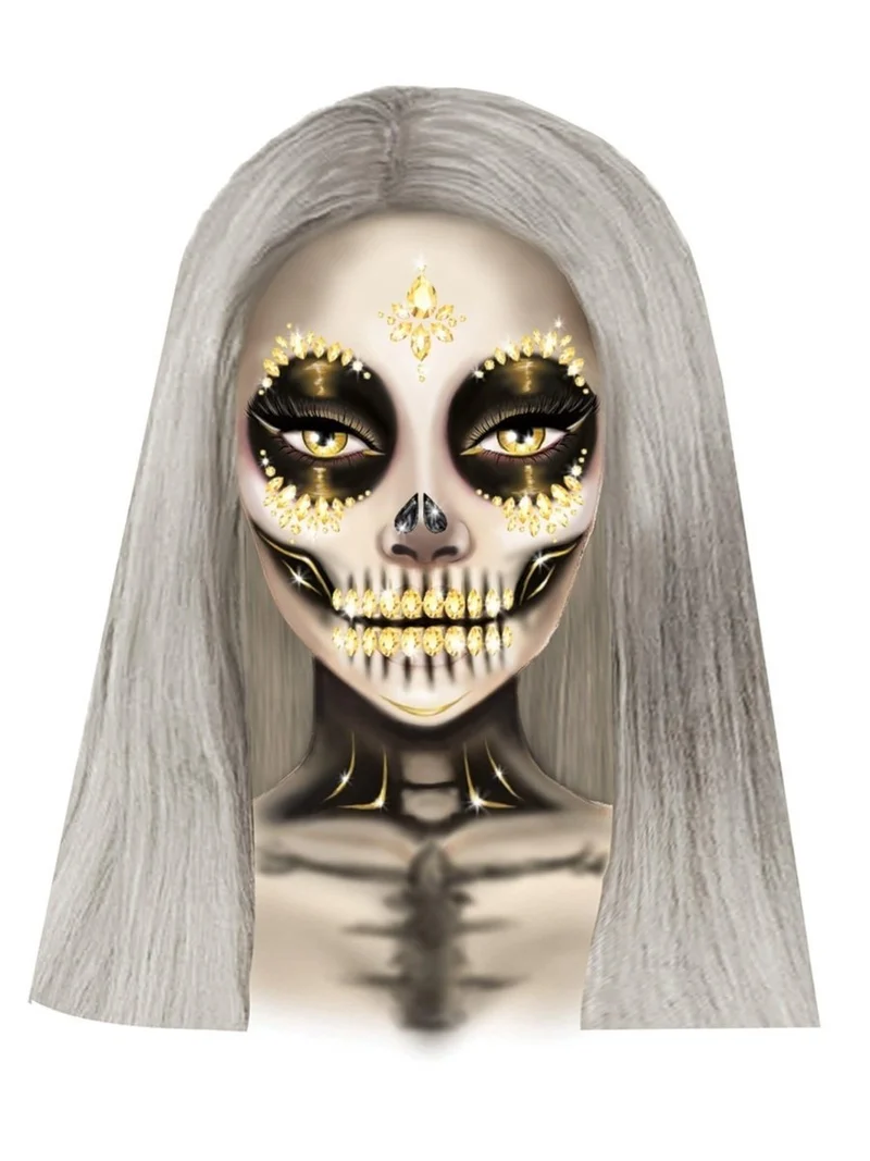 Gold Sugar Skull Adhesive Face Jewels