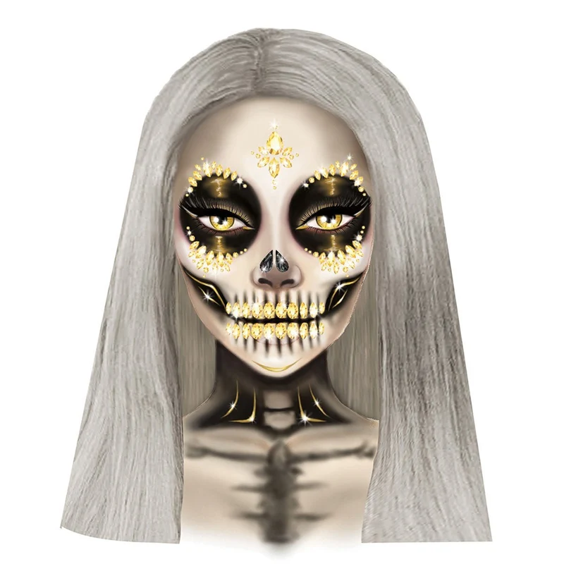 Gold Sugar Skull Adhesive Face Jewels