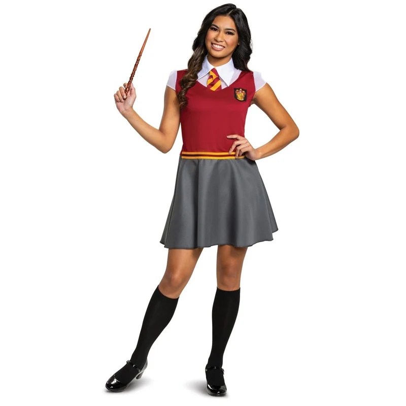 Harry Potter Gryffindor Dress for Teens, Red & Grey Dress and Collar with Neck Tie