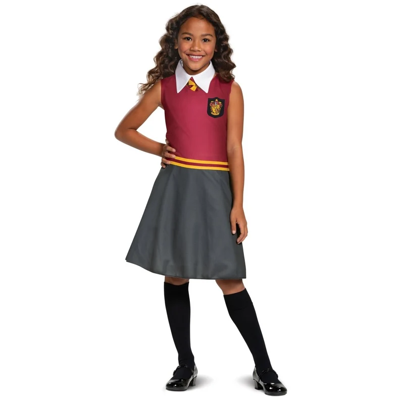 Harry Potter Gryffindor Dress Costume for Kids, Red & Grey Dress and Collar with Neck Tie