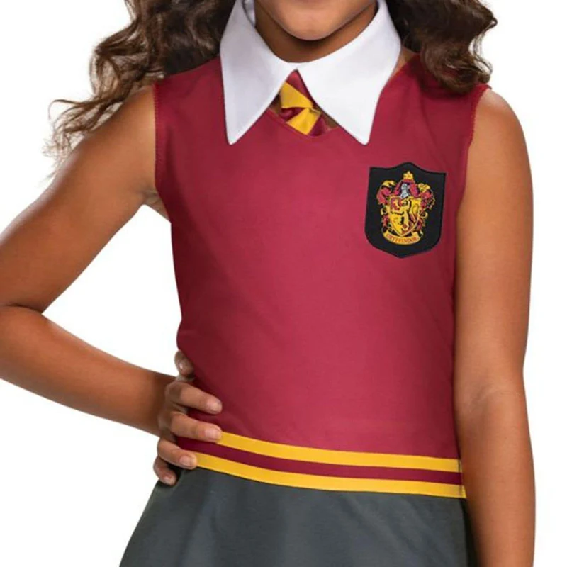 Harry Potter Gryffindor Dress Costume for Kids, Red & Grey Dress and Collar with Neck Tie