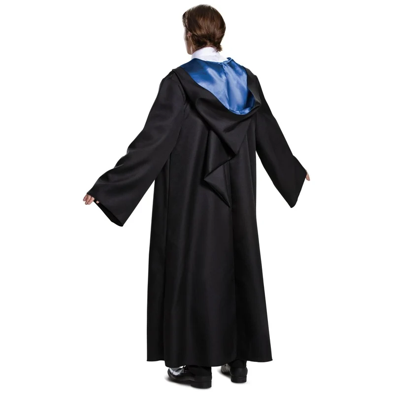 Harry Potter Ravenclaw Deluxe Robe Costume for Adults, Black and Blue Satin Robe