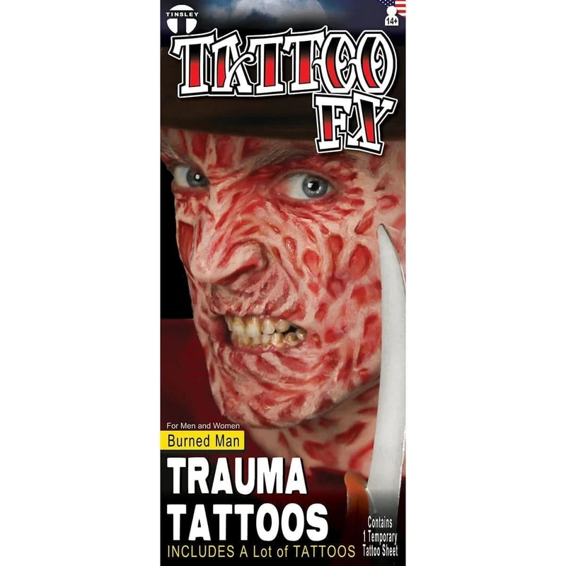 Burned Face Temporary Tattoo