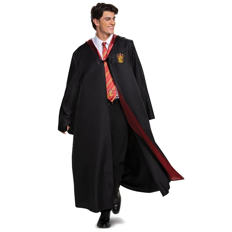 Harry Potter Gryffindor Deluxe Costume for Adults, Black and Red Satin Robe