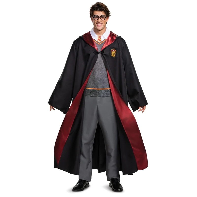 Harry Potter Gryffindor Plus Size Deluxe Robe Costume for Adults, Black and Red Satin Robe