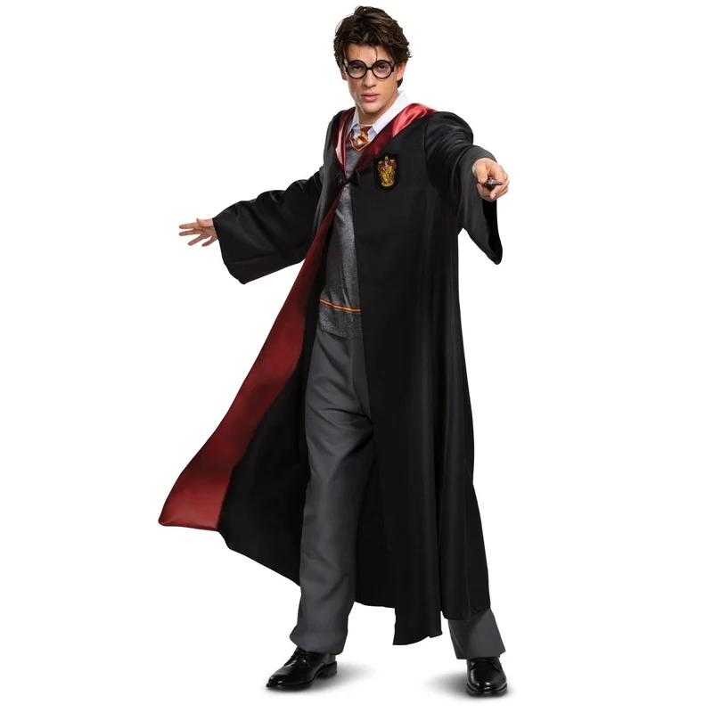 Harry Potter Gryffindor Deluxe Robe Costume for Adults, Black and Red Satin Robe