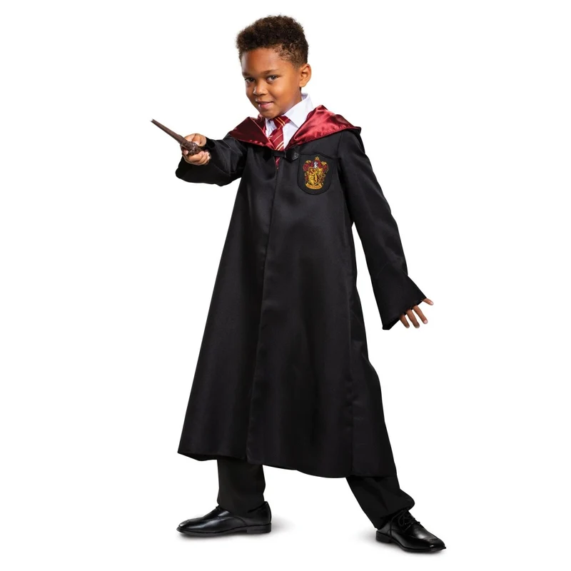 Harry Potter Gryffindor Classic Robe Costume for Kids, Black and Red Satin Robe