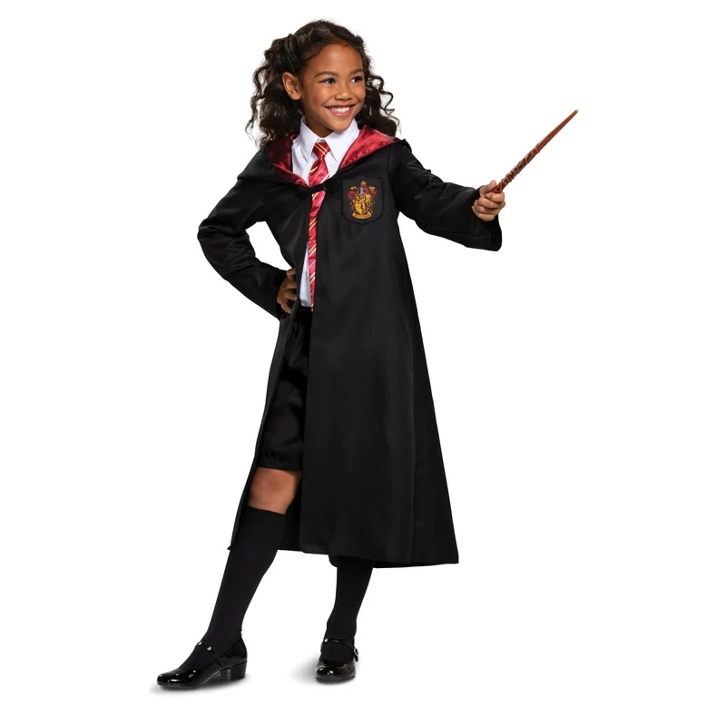 Harry Potter Gryffindor Classic Robe Costume for Kids, Black and Red Satin Robe