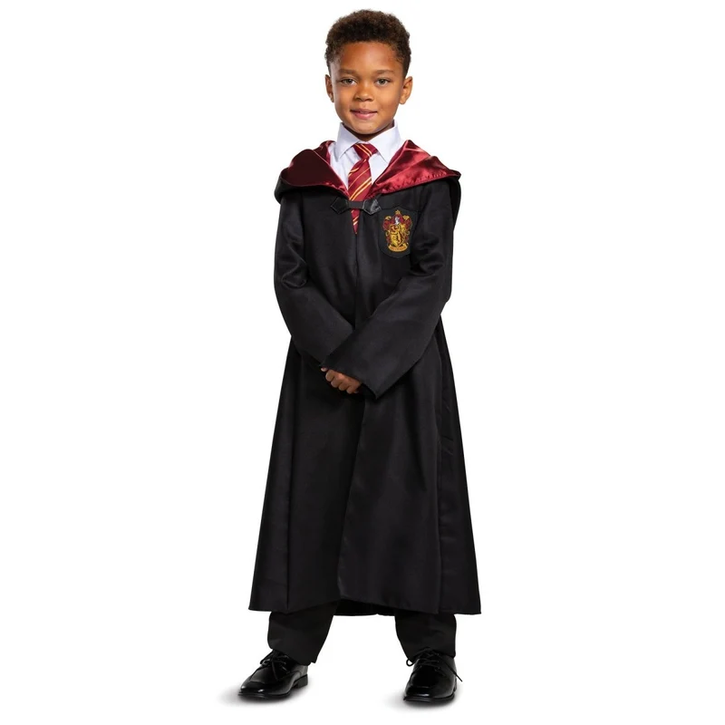 Harry Potter Gryffindor Classic Robe Costume for Kids, Black and Red Satin Robe