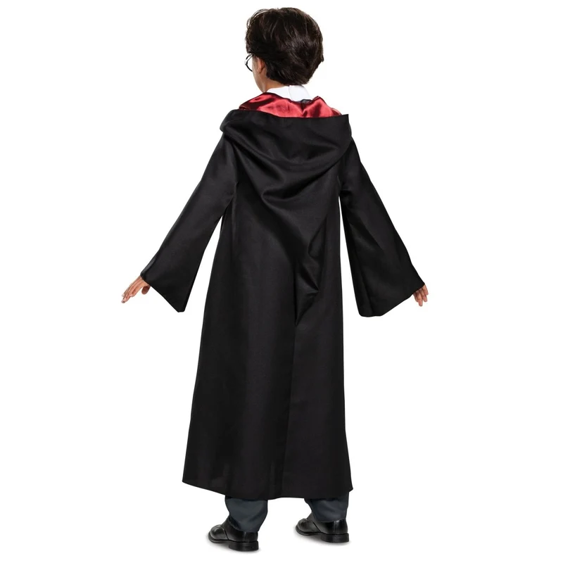 Harry Potter Gryffindor Deluxe Robe Costume for Kids, Black and Red Satin Robe with Jumpsuit