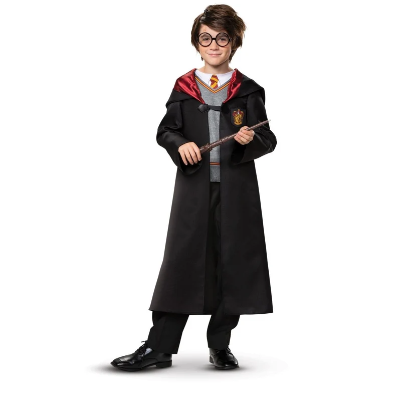Harry Potter Gryffindor Robe Costume for Kids, Black and Red Satin Robe