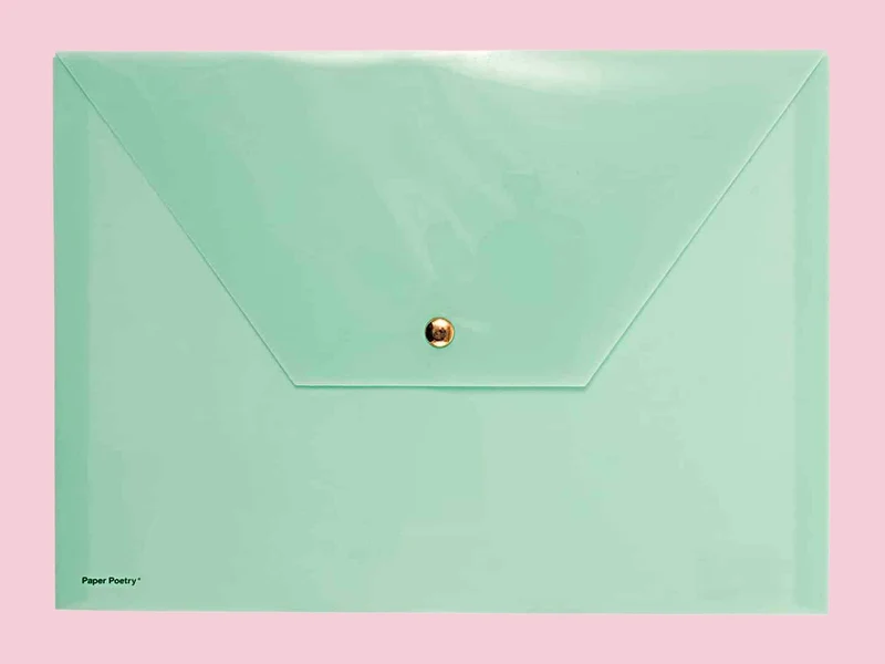 Pochette plastique à Pression - Menthe 24 x 33 cm - Paper Poetry