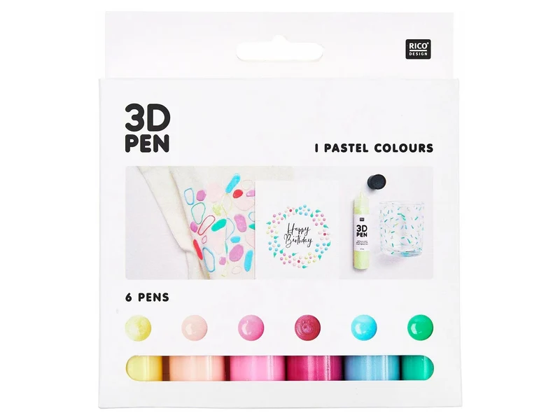 Set de 6 Stylos pour peinture 3D - Couleurs Pastel - Rico Design