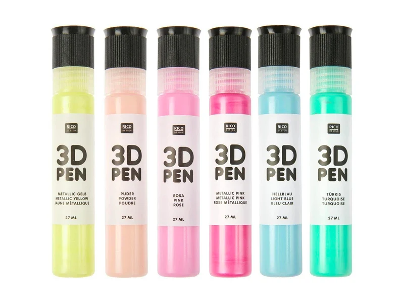 Set de 6 Stylos pour peinture 3D - Couleurs Pastel - Rico Design