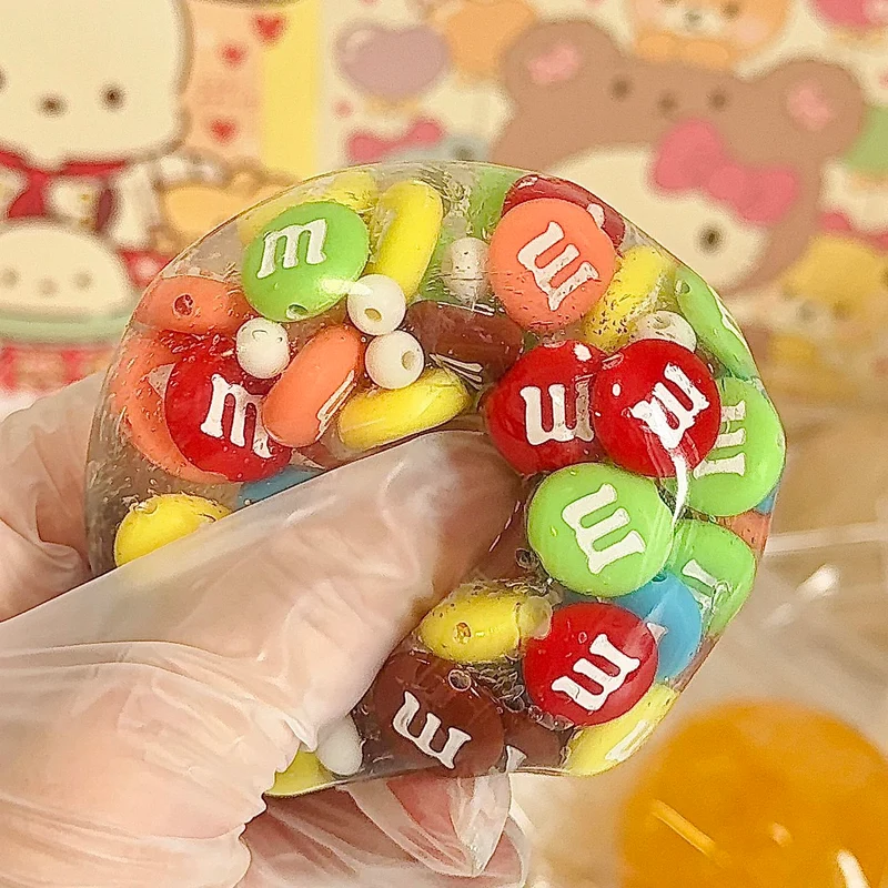 Stress Ball M&M Blocks Filling Squishy Stress Relief Decompression Toy