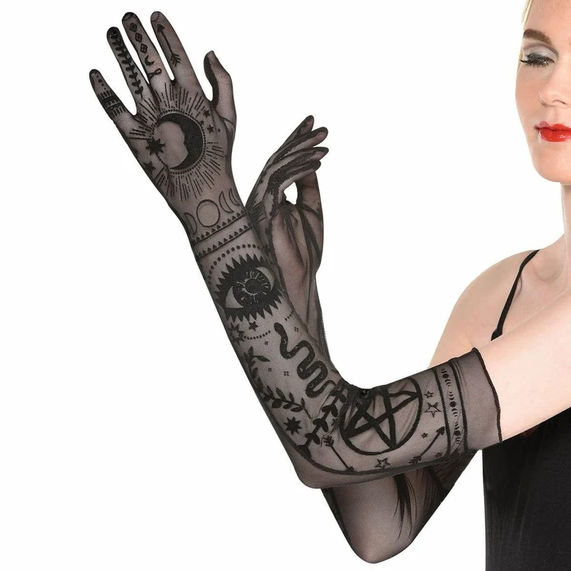 Lunar Witch Long Sheer Gloves For Adults