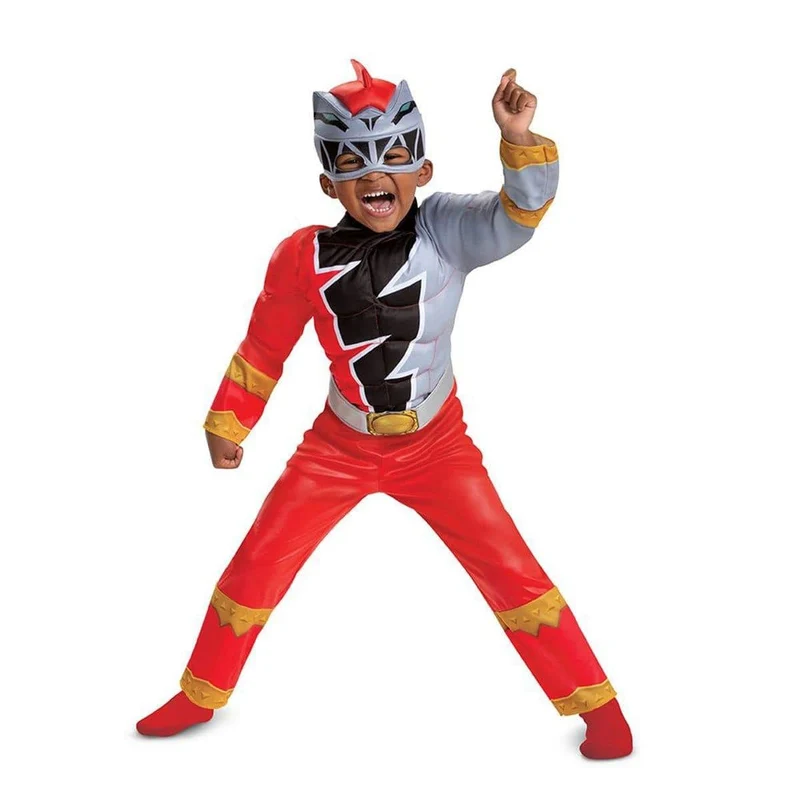 Red Power Rangers Dino Costume with Muscles for Toddlers