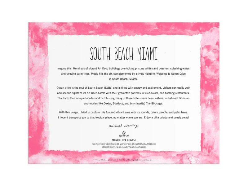 Puzzle South Beach Miami par Michael Storrings 1000 Pièces - Galison