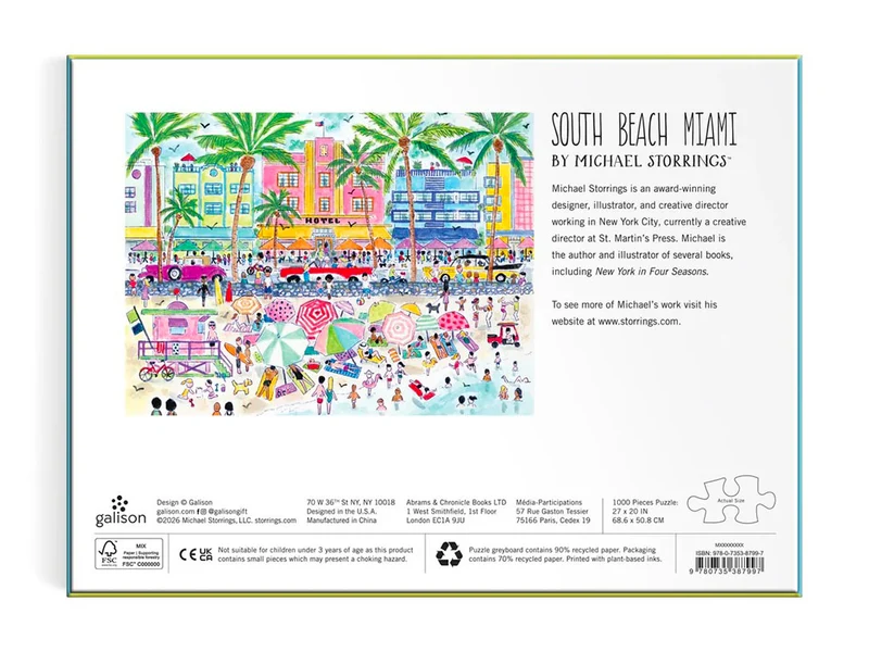 Puzzle South Beach Miami par Michael Storrings 1000 Pièces - Galison