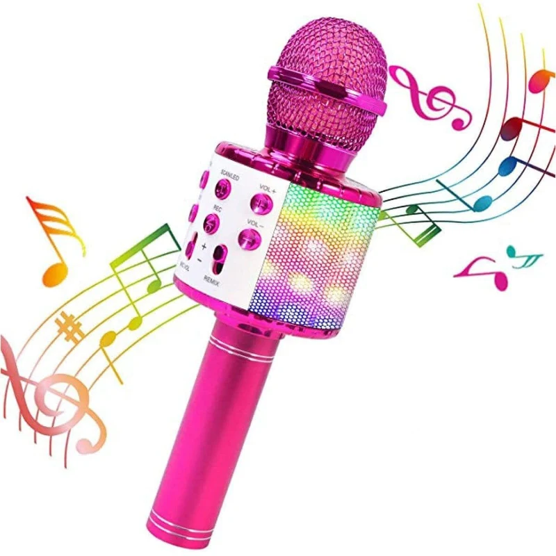 Fuchsia Wireless Karaoke Microphone with LED Lights