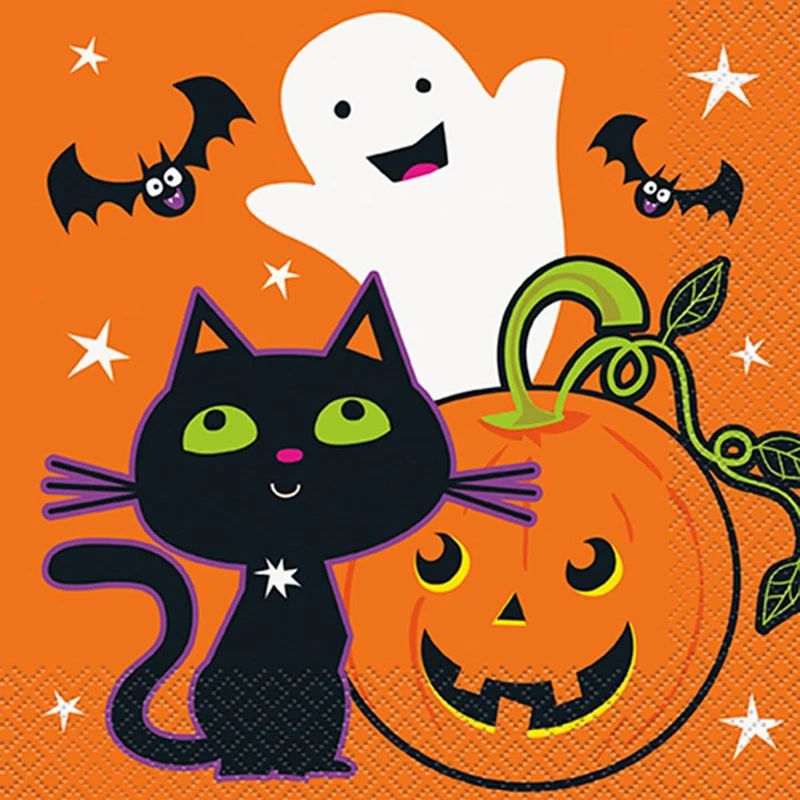 Cat & Pumpkin Lunch Napkins, 16 per Package