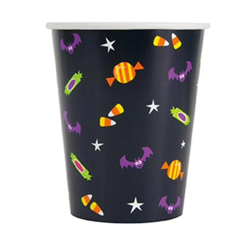 Cat & Pumpkin Paper Cups 9 Ounces, 8 per Package
