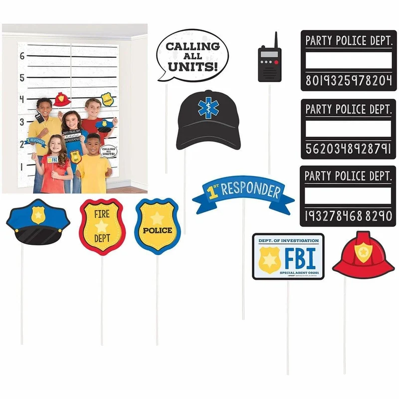 First Responders Scene Setter with Photo Props, 12 Count