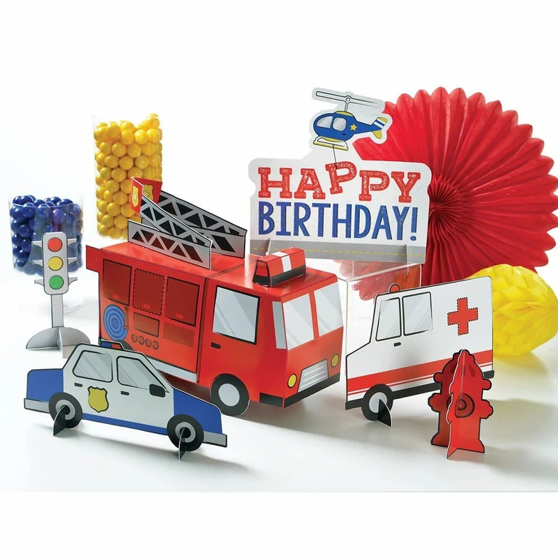 First Responders Birthday Party Centerpiece Decorating Kit, 6 Count