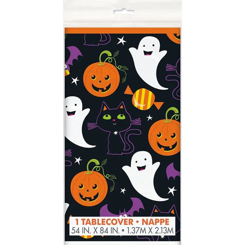 Cat & Pumpkin Plastic Tablecover