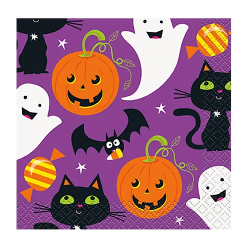 Cat & Pumpkin Beverage Napkins, 16 per Package