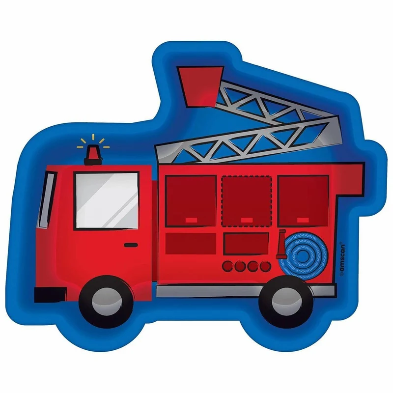 First Responders Fire Truck Shaped Plates, 8 Count