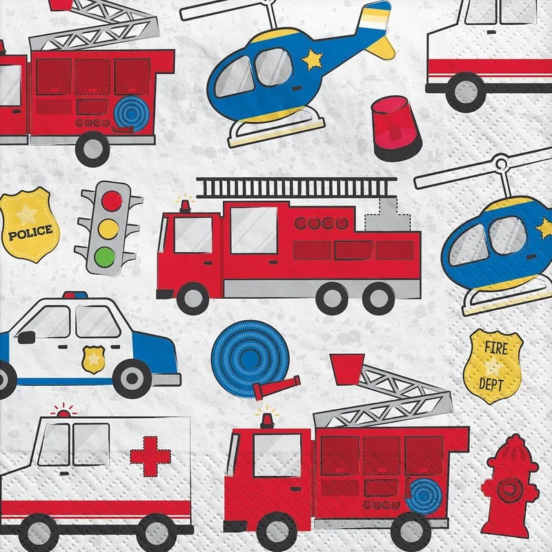 First Responders Birthday Party Large Lunch Napkins, 16 Count