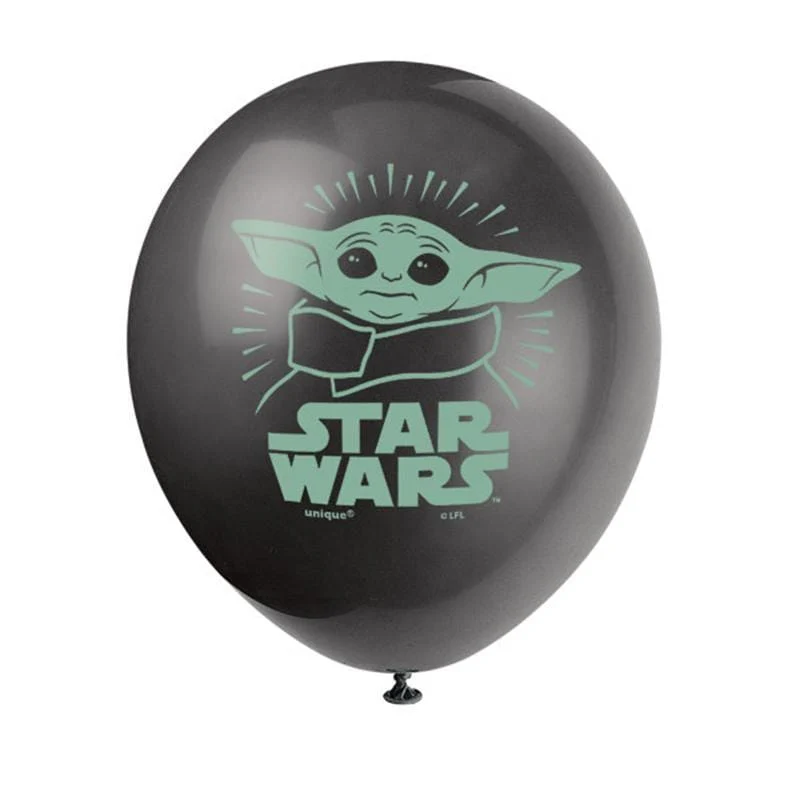 Baby Yoda latex balloons 12 inches, 8 per package