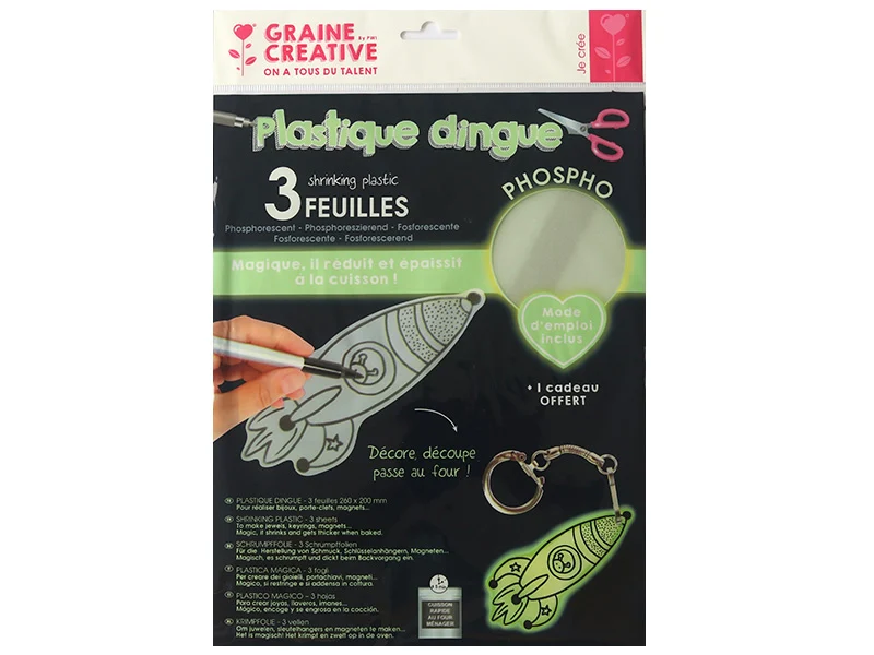 3 feuilles plastique fou / dingue - Phosphorescent
