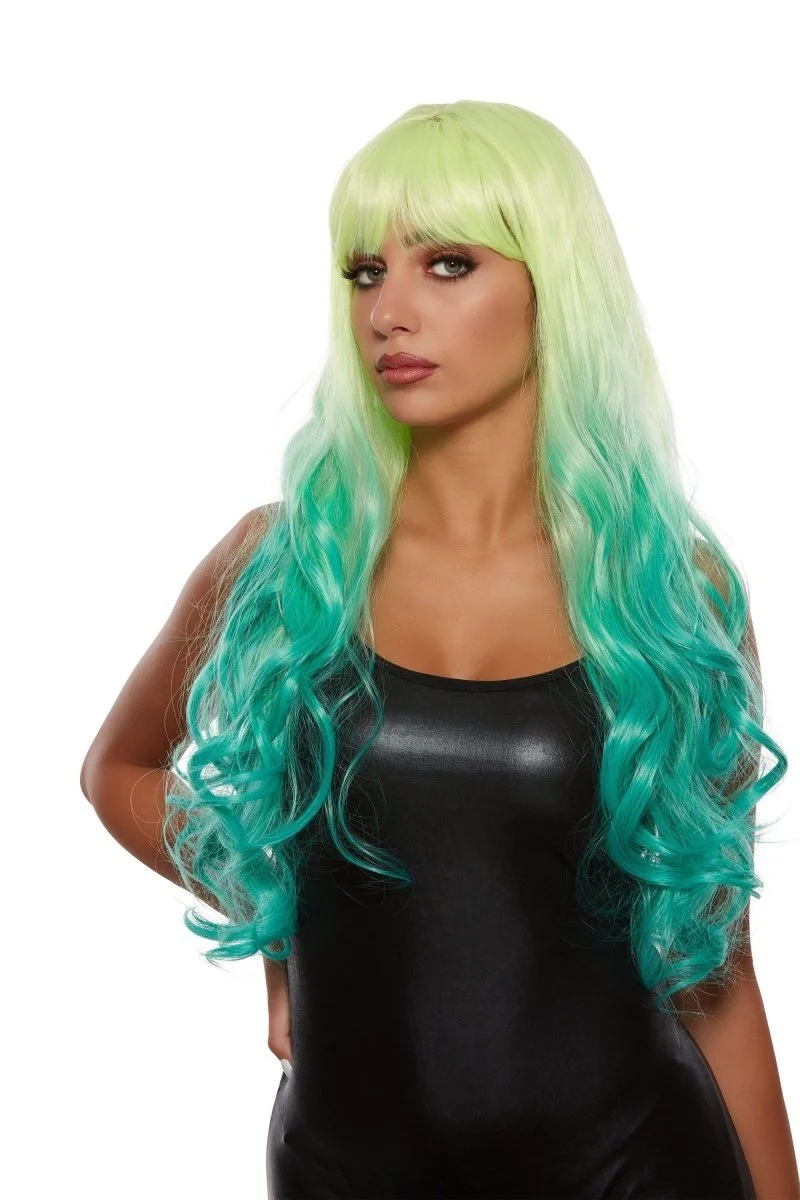 Lime & Teal Kelly Long Wavy Deluxe Wig for Women