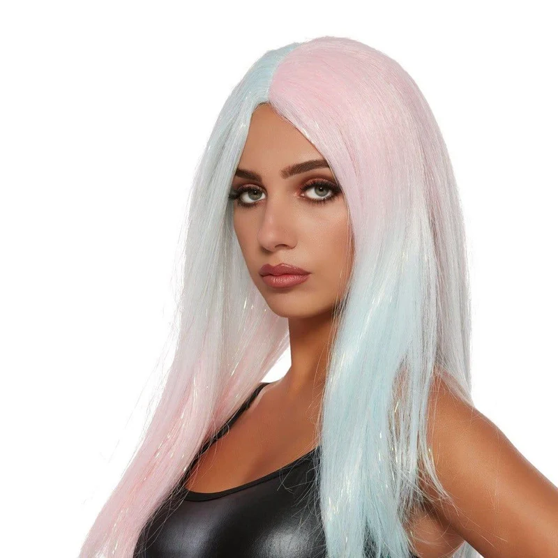 Blue & Pink Luna Long Straight Wig for Women