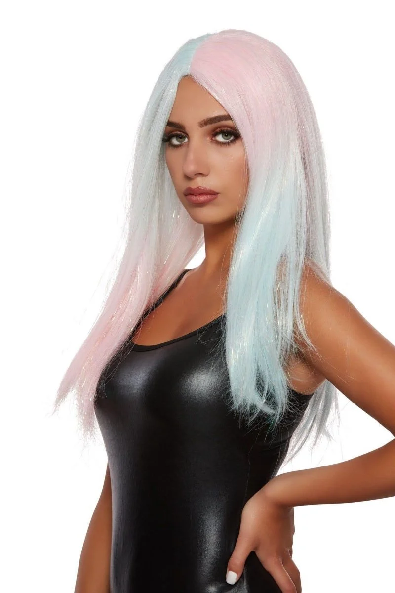 Blue & Pink Luna Long Straight Wig for Women