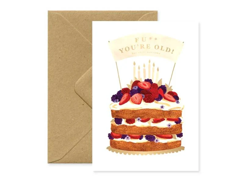 Carte aquarelle Fu** you're old ! - ATWS