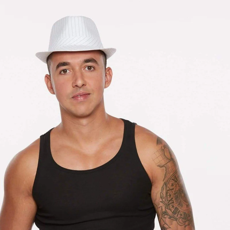 White fedora hat with black stripes for adults