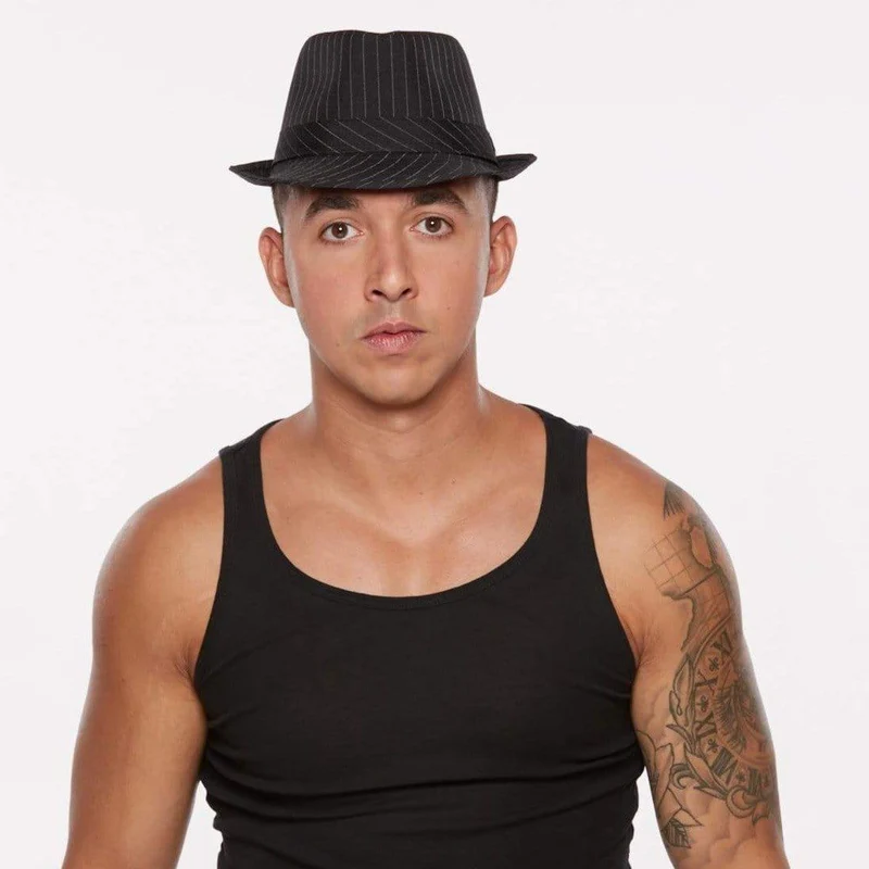 Black fedora hat with white stripes for adults