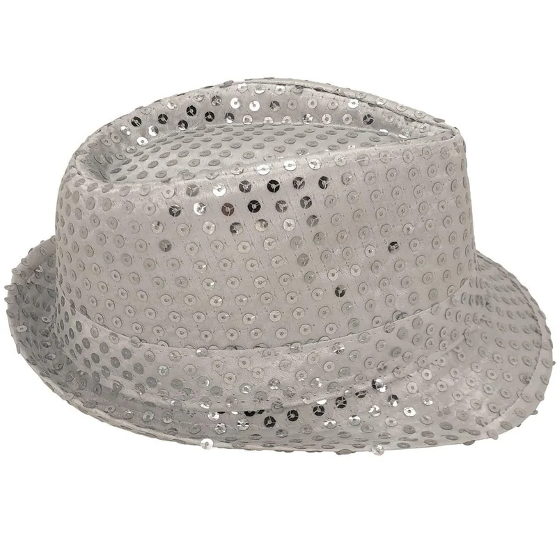 Silver sequin fedora hat for kids